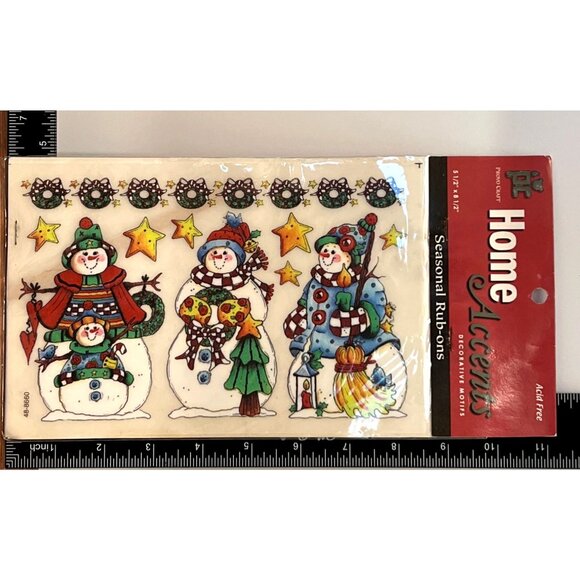 48-8660 Provo Craft Home Accents Seasonal Rub-On TRANSFER Snowman Design - Picture 2 of 4